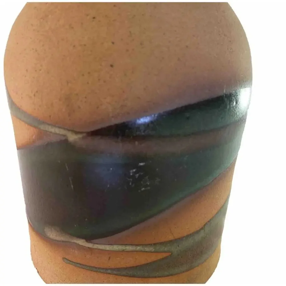 Vtg Alfadom Stoneware Vase Drip Glaze Signed Dominican Studio Pottery Earth Tone